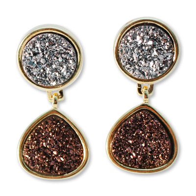 Brazilian drusy agate dangle earrings, 'Nuances' - Brazilian drusy agate dangle earrings