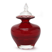 Handblown art glass bottle, Scarlet Passion
