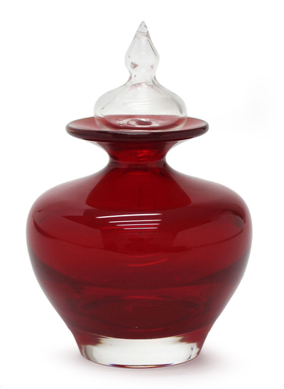 Handgeblasene Kunstglasflasche – Handgeblasener dekorativer Dekanter aus Murano-inspiriertem Glas