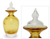 Handblown art glass decorative bottle, 'Surreal Yellow' - Murano Inspired handblown decorative bottle thumbail