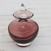 Handblown art glass decorative bottle, 'Purple Passion' (small) - Hand Blown Decorative Bottle (Small)
