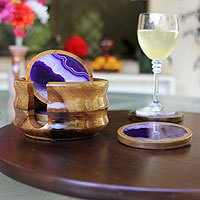 Featured review for Cedar and agate coasters, Purple Cosmos (set of 6)