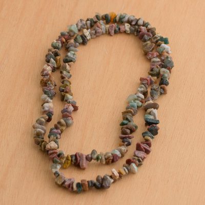 Jasper long beaded necklace, 'Brazilian Colors' - Beaded Jasper Necklace