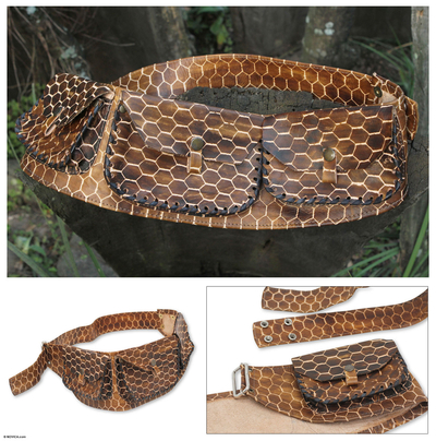 Leather belt bag, 'Wilderness' - Handcrafted Leather Belt Bag from Brazil