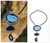 Agate Y necklace, 'Sea Blue Mystique' - Fair Trade Leather and Agate Modern Necklace (image p203139) thumbail