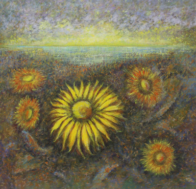 'Sunflowers' (1999) - Landscape Impressionist Painting