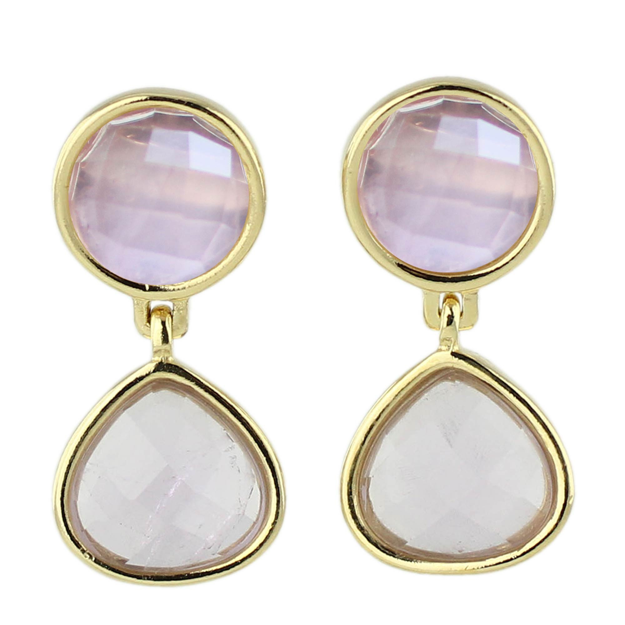 Handcrafted Rose Quartz Amethyst Earrings Gold Plated - Equilibrium ...