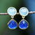 Gold plated dangle earrings, 'Blue Equilibrium' - Gold plated dangle earrings thumbail
