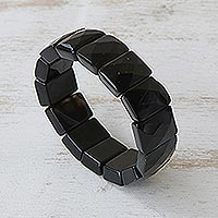 Beaded stretch bracelet, Amazon Black