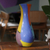Handblown art glass vase, 'Millennial Colors' - Brazilian Murano Inspired Glass Vase in Tropical Tones thumbail