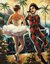 'The Harlequin and the Ballerina' - Romantic Acrylic on Canvas Painting thumbail
