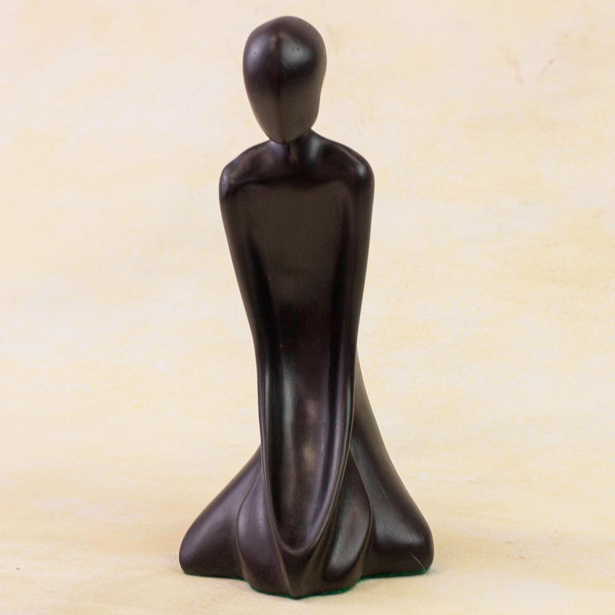 Signed Black Resin Yoga Sculpture (9.5 Inch) - Meditation | NOVICA