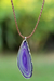 Agate pendant necklace, 'Uniquely Lilac' - Agate and Sterling Silver on Leather Necklace thumbail