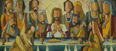 'Christ and the Twelve Apostles' (2013) - Modern Brazilian Painting of the Last Supper (2013)