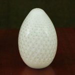 Handblown art glass paperweight, 'Milky White Egg' - Handblown Murano Inspired Glass Paperweight Sculpture