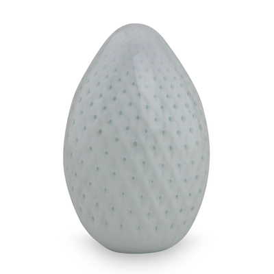 Handblown art glass paperweight, 'Milky White Egg' - Handblown Murano Inspired Glass Paperweight Sculpture