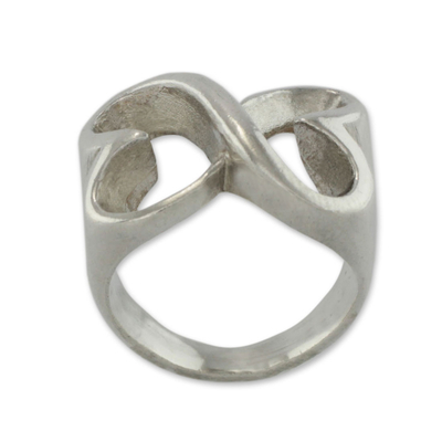 Sterling silver heart ring, 'Infinite Love' - Artisan Crafted Sterling Silver Heart Band Ring