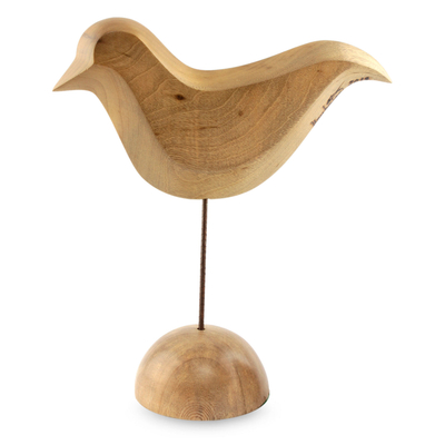 Escultura de madera, 'Paloma de la Paz' - Escultura de pájaro brasileña firmada