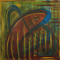 'Dancing Colors' - Pintura de bellas artes brasileña abstracta multicolor