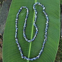 Sodalite beaded necklace, 'Light of Peace'