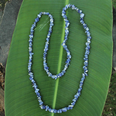 Sodalith-Perlenkette - Von Hand gefertigte Sodalith-Strang-Halskette