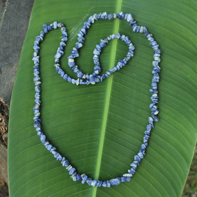 Sodalite beaded necklace, 'Light of Peace' - Artisan Crafted Sodalite Strand Necklace