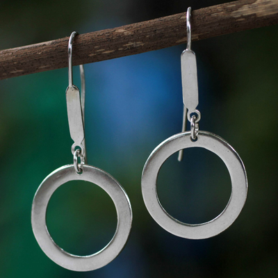 Sterling silver dangle earrings, 'Halo' - Modern Brazilian Silver Earrings