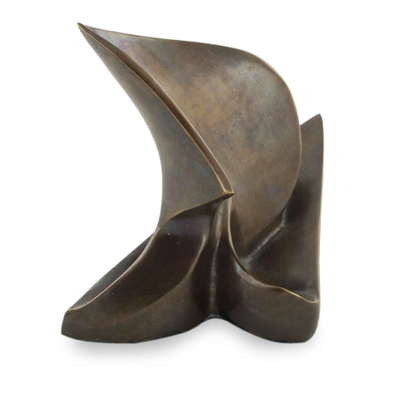 Bronze sculpture, 'Sailboat in the Wind' - Signed Cubist Bronze Sculpture