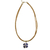 Golden grass and sodalite flower necklace, 'Lucky Clover' - Sodalite Pendant on Braided Golden Grass Necklace thumbail