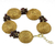 Goldenes Gliederarmband aus Gras und Granat, 'Eco Passion - Handwerklich gefertigtes Armband aus goldenem Gras und Granat