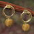 Gold plated golden grass dangle earrings, 'Golden Balloons' - Brazilian Golden Grass Earrings with Gold Plated Accents thumbail