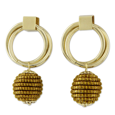 Brazilian Golden Grass Earrings with Gold Plated Accents