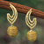 Gold plated golden grass dangle earrings, 'Golden Trophy' - Fair Trade Golden Grass Handcrafted Earrings thumbail
