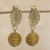 Gold plated golden grass dangle earrings, 'Golden Nature' - Fair Trade Golden Grass Handcrafted Dangle Earrings thumbail