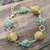 Golden grass and agate link bracelet, 'All Aglow in Green' - Hand Crafted Green Agate and Golden Grass Link Bracelet