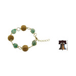 Golden grass and agate link bracelet, 'All Aglow in Green' - Hand Crafted Green Agate and Golden Grass Link Bracelet