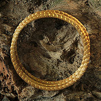 Golden grass bangle bracelets, 'Natural Aura' (set of 3)