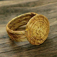 Golden grass cocktail ring, 'Sublime Nature'