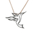 Collar colgante de plata y cuero - Collar de colibrí de plata de ley oxidada hecho a mano