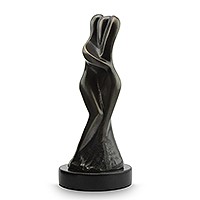 Bronze sculpture, 'Encounter' - Brazilian Couple Theme Signed Bronze Sculpture Granite Base