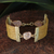 Golden grass and rose quartz wristband bracelet, 'Eco Guard' - Golden Grass and Rose Quartz Handcrafted Wristband Bracelet thumbail