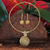 Gold plated golden grass jewelry set, 'Jalapão Evolution II' - Handcrafted Golden Grass Necklace and Earrings Jewelry Set thumbail