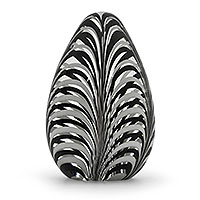 Blown glass paperweight, 'Oval Phoenicia' - Murano Inspired Black/White Hand Blown Glass Paperweight