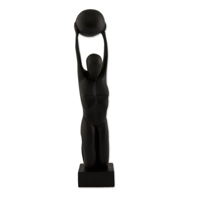 Harz-Skulptur, 'Atlas - Signierte schwarze Harzskulptur der weiblichen Form