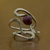 Cultured pearl wrap ring, 'Winding Paths' - Artisan Crafted Burgundy Pearl and Sterling Silver Ring thumbail