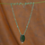 Cultured pearl and agate pendant necklace, 'Avenue in Green' - Handcrafted Agate and Cultured Pearl Necklace on Tourmaline