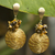 Tiger's eye and golden grass dangle earrings, 'Warm Beauty' - Hand Crafted Brazilian Tiger Eye and Golden Grass Earrings (image 2b) thumbail
