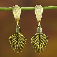 Featured review for Gold plated golden grass dangle earrings, Amazon Leaf