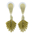 Gold plated golden grass dangle earrings, 'Amazon Leaf' - Brazilian Golden Grass Dangle Earrings with 18k Gold thumbail