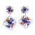 Azurite beaded earrings, 'Blue Cherry' - Brazilian Crocheted Stainless Steel Earrings with Azurite